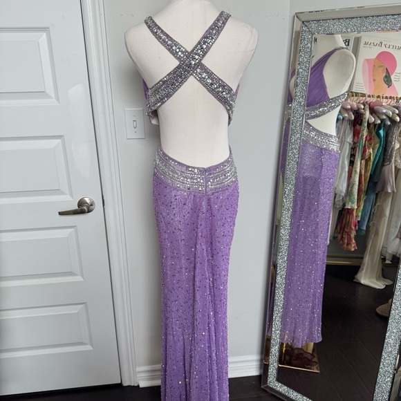 Vintage 100% silk Elegant Purple Gown crystal fairycore luxury glam 4 prom - Picture 6 of 15